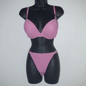 Youmita 36C Wild Orchid Push Up Bra and Large Seamless Hi-Leg Panty NWT